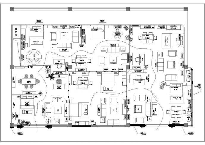 某家具专卖店CAD室内装修设计完整平面图_图1