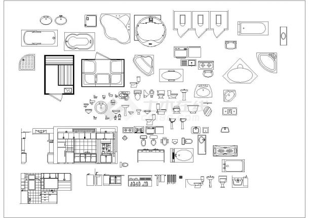 某卫生间厨房用品CAD构造平面施工图-图一