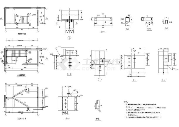 10套钢梯节点建筑设计CAD图纸-图二
