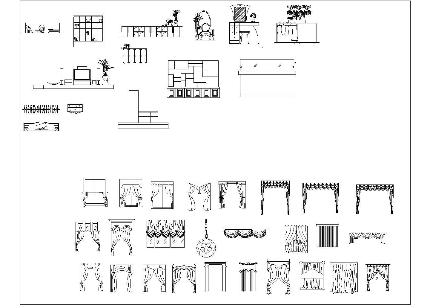 某各种柜子及窗帘CAD设计平面大样图