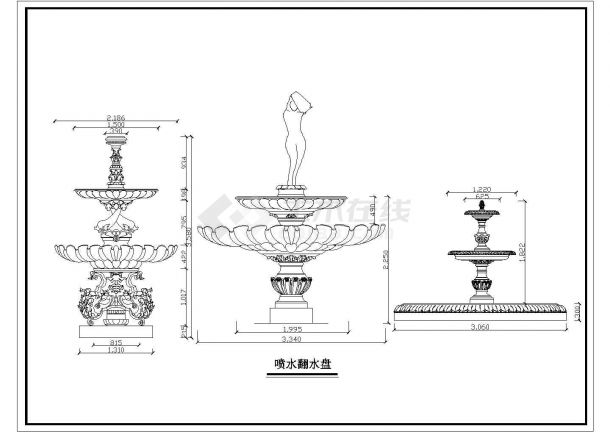 某喷泉及花盆造型CAD景观设计完整大样图-图二