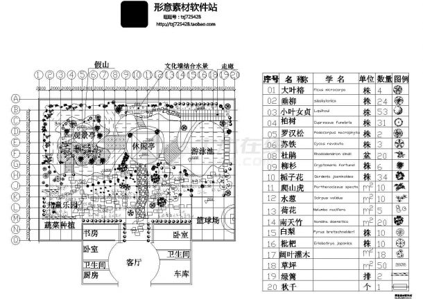 私家花园设计cad图(含平面图)-图一