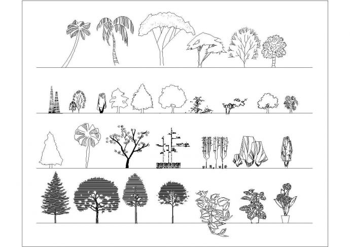 某公园立面植物图例CAD设计图纸_图1