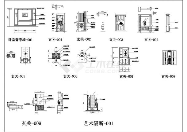 某CAD常用门及家具类模块设计构造图-图一