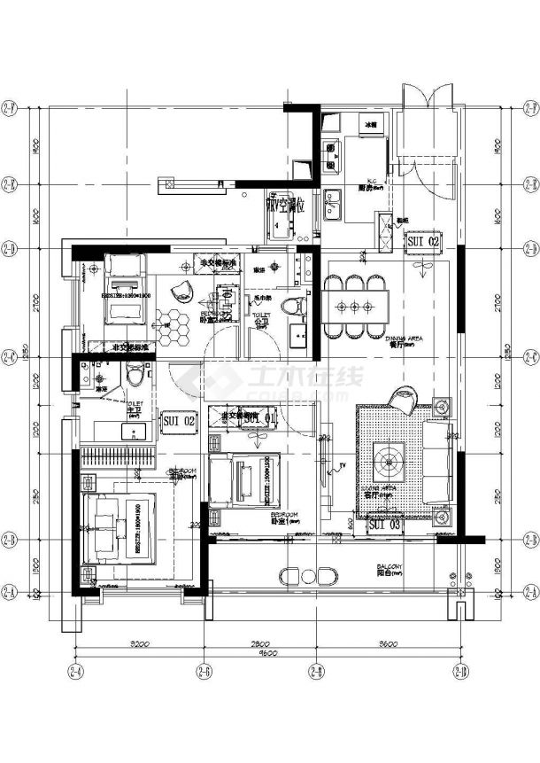 多层公寓室内装修水电施工图（低压配电）-图一