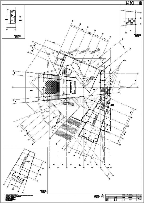某博物馆文本及游客服务中心建筑CAD施工图平面图-图一