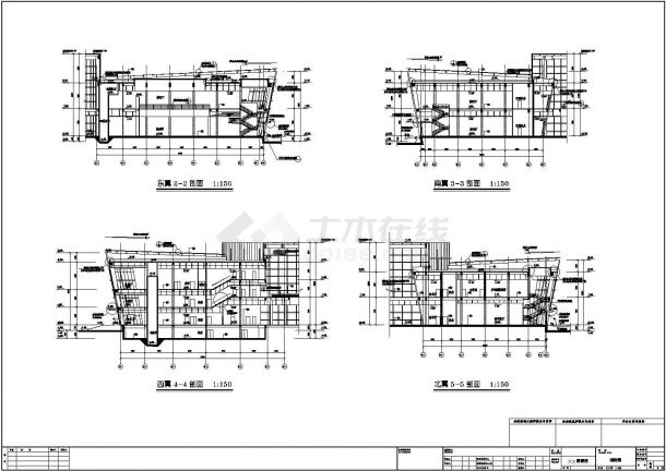 某长90米 宽90米 不规则四叶草型3层博物馆CAD设计施工图剖面图-图一