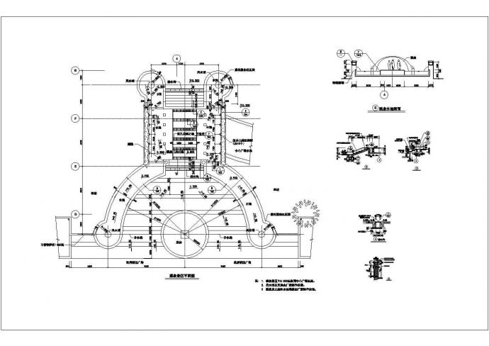 某喷泉涌泉CAD平立剖构造设计图纸_图1