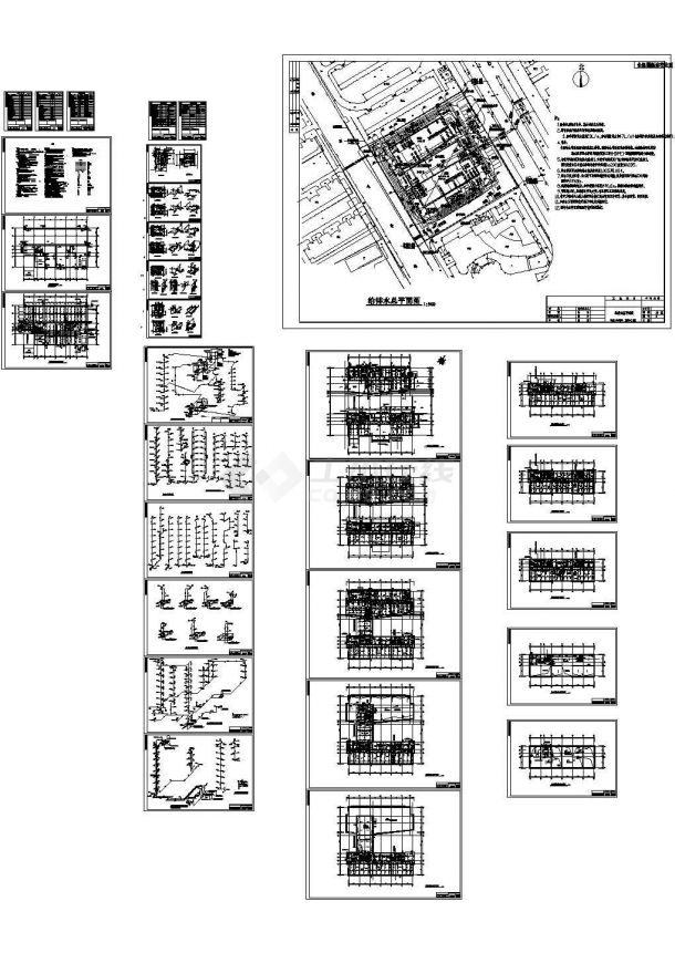 某11600㎡高层办公楼给排水设计cad全套施工图（含设计说明，含计算书）-图一