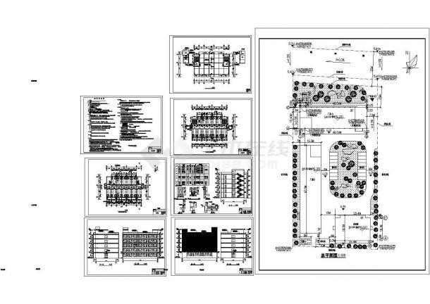 宿舍楼方案施工CAD图，包含总平面图-图一