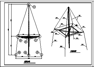 某伞型膜结构结构施工cad图_伞型膜施工-图二