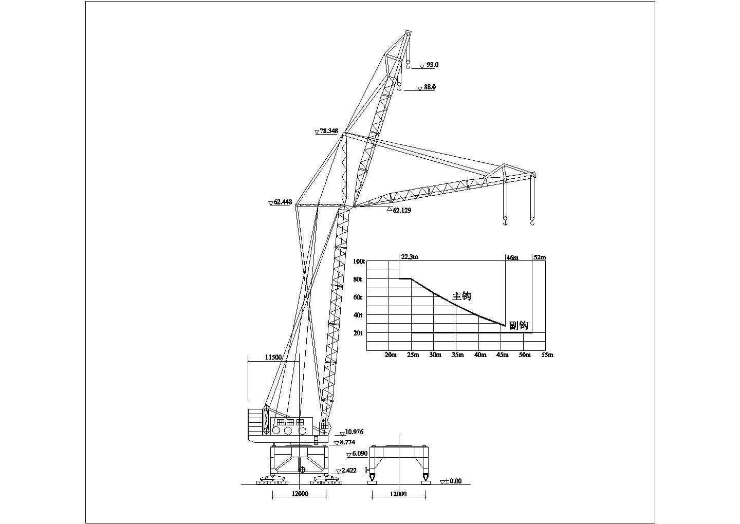 某80吨塔吊CAD完整节点设计图纸