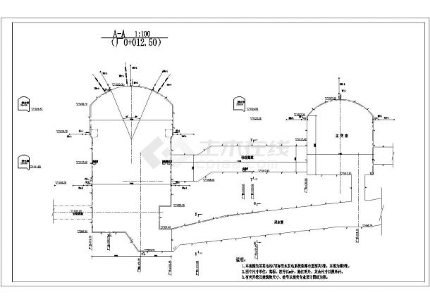 西北某水电站地下厂房监测CAD细节布置图-图二