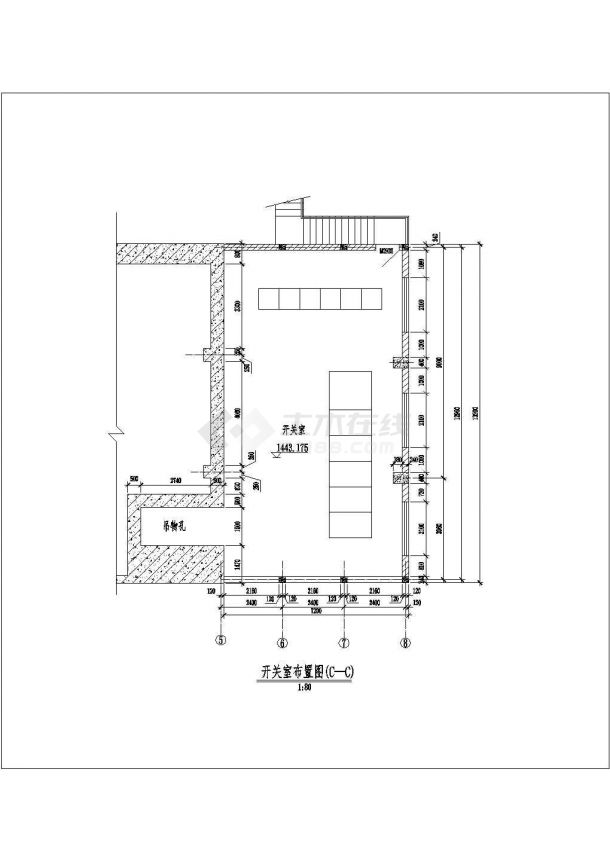 某地区小型水电站厂房建筑结构施工CAD平面布置参考图-图一
