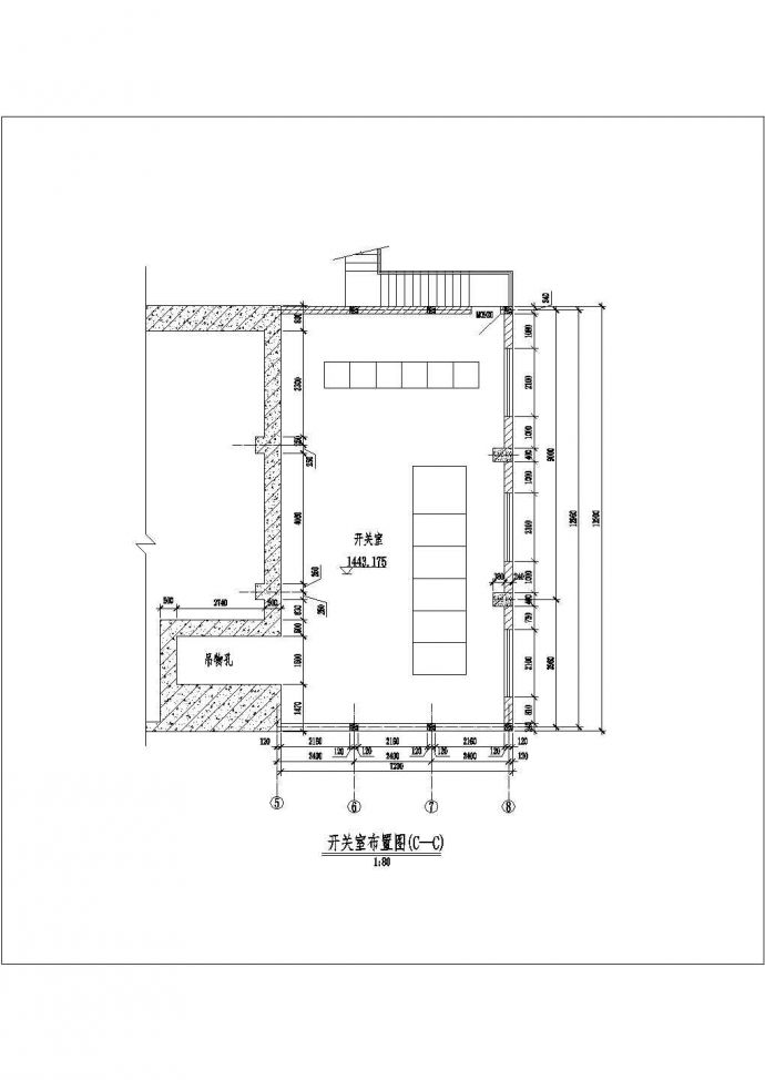 某地区小型水电站厂房建筑结构施工CAD平面布置参考图_图1