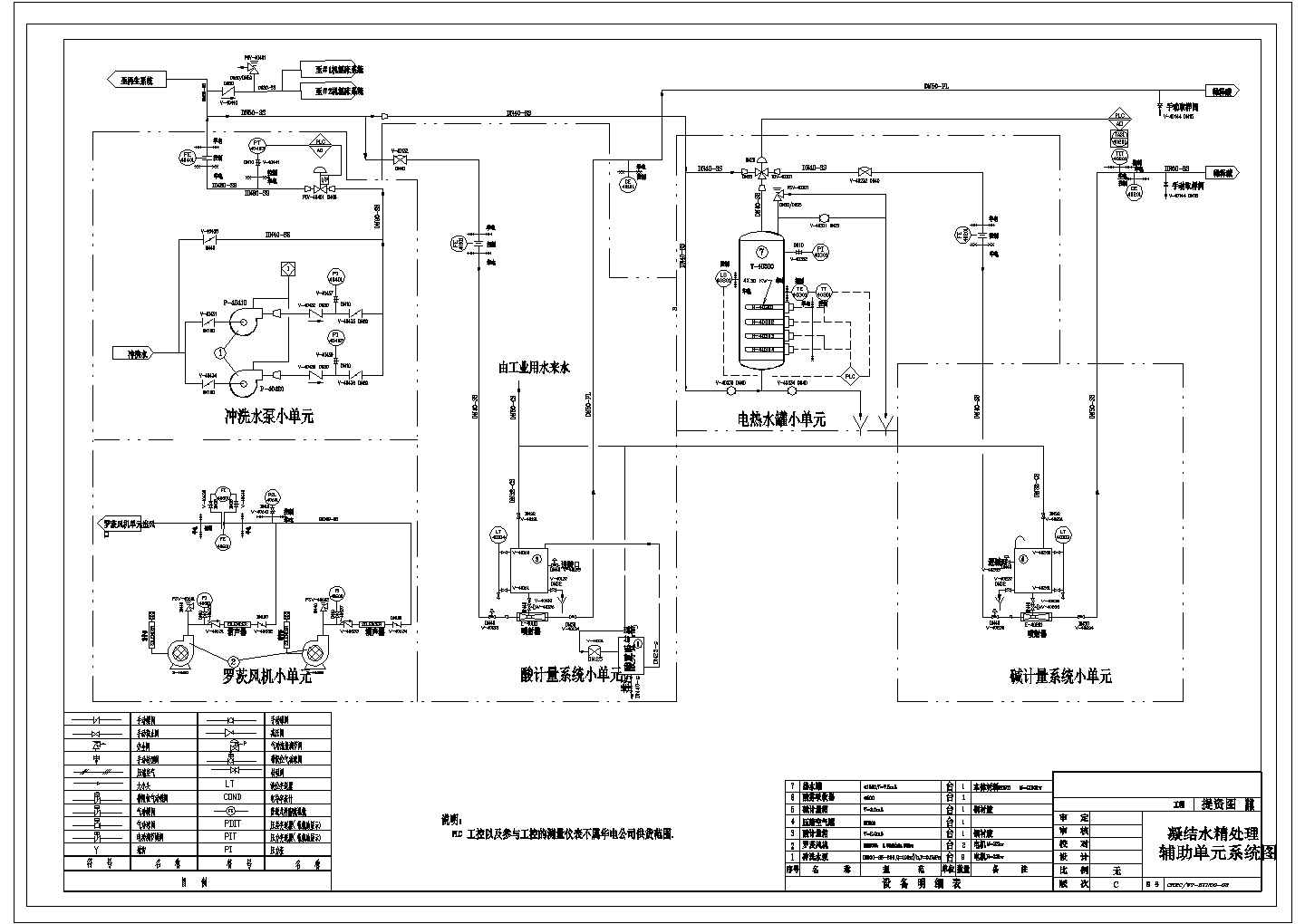 某电厂凝结水精处理图纸辅助CAD设计完整系统图