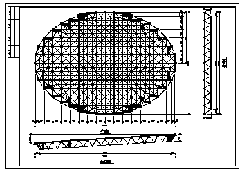 某椭圆形阶梯教室网架施工cad图_阶梯教室施工-图二