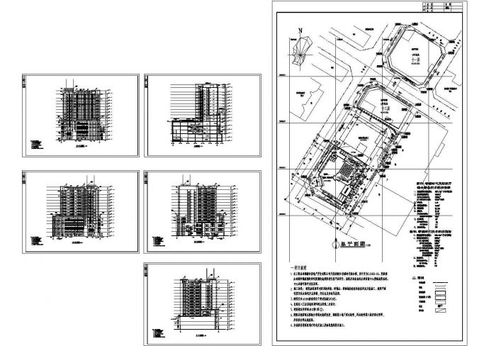 某商务广场规划设计cad施工总平面图（含设计说明，含技术经济指标）_图1