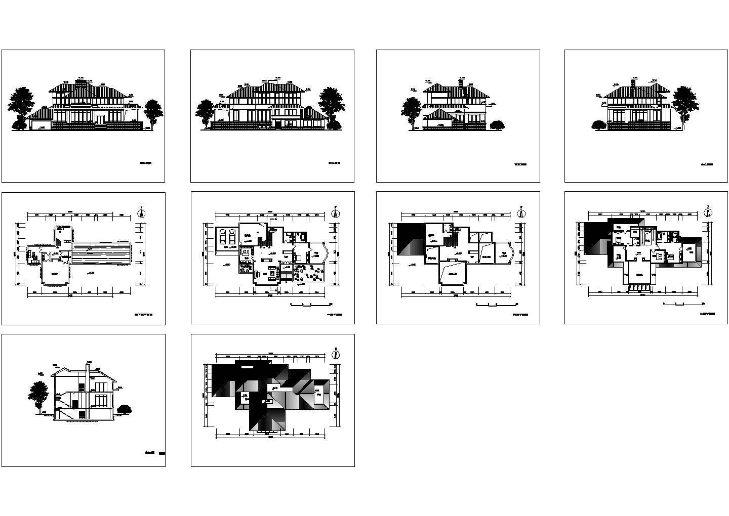 -1+2+1夹层豪华别墅建筑设计CAD图纸（长27.8米 宽15.8米 ）