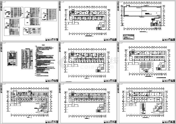 五层医院住院部电气施工cad图，共九张-图一
