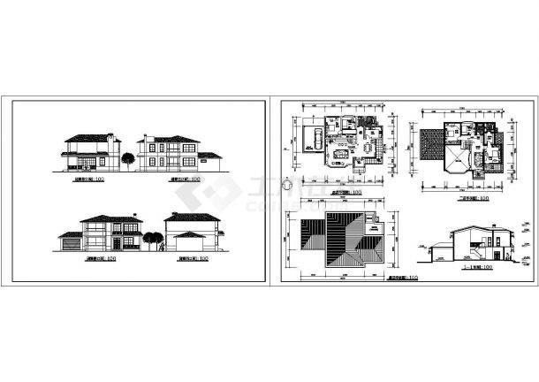 长17.3米 宽12.5米 2层别墅建筑方案CAD图纸（含平立剖）-图一
