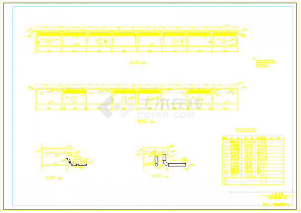 某生活污水处理厂图纸氧化沟CAD大样完整剖面图-图一