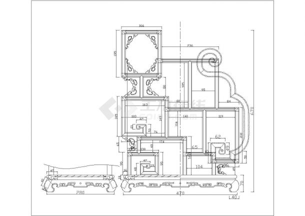 某双喜小博古架CAD构造详细节点图纸-图一