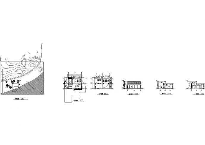 某 二层咖啡馆建筑方案CAD图纸（长17.4米 宽13.9米）_图1