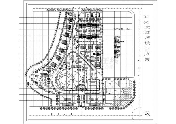 某酒店设计方案CAD总平面图设计-图一