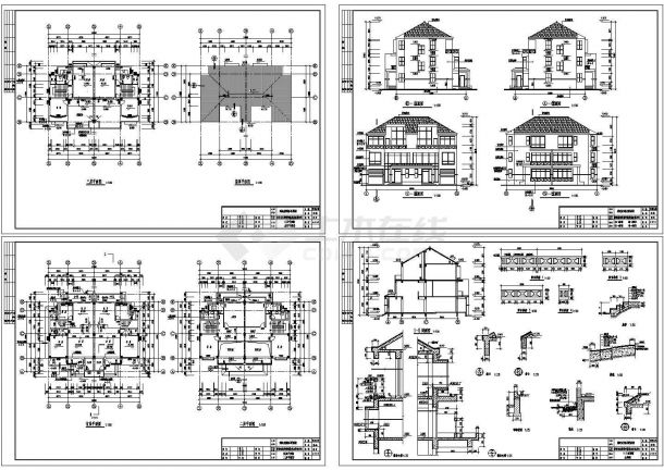 欧式普通别墅建筑设计施工图（共4张）-图一