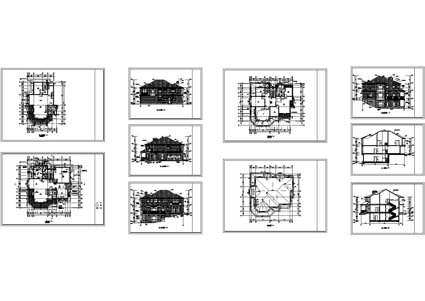 花园欧式别墅全套建筑设计图纸（共10张）