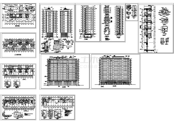 某十四层住宅全套建筑施工cad图(带地下一层平面图，共十二张)-图一