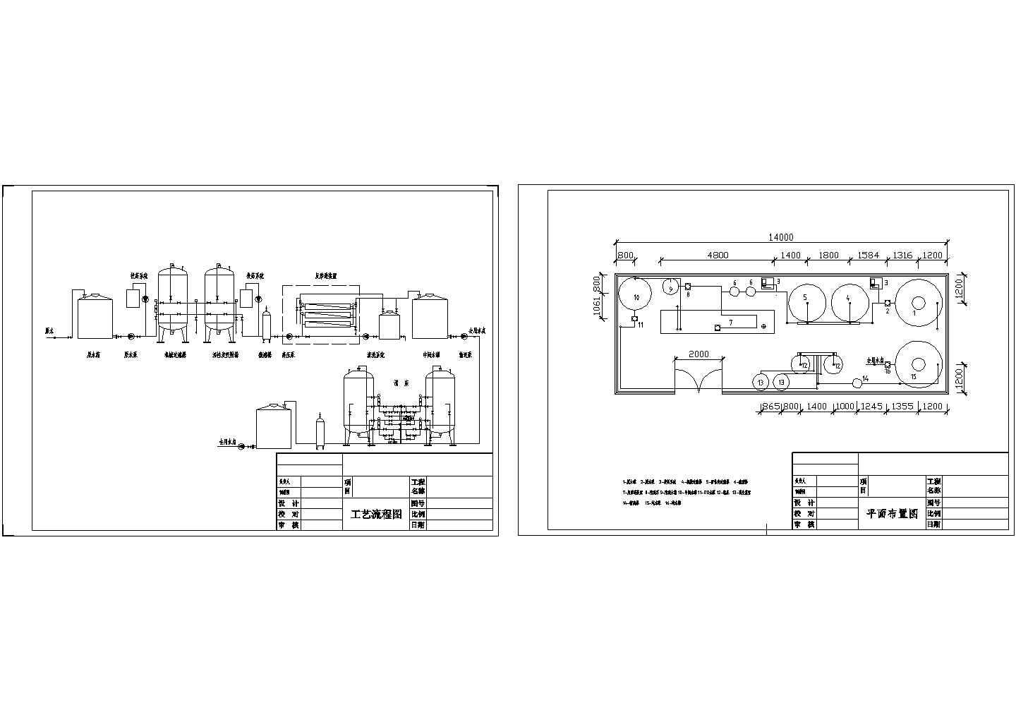 某纯水制备工程工艺流程图纸