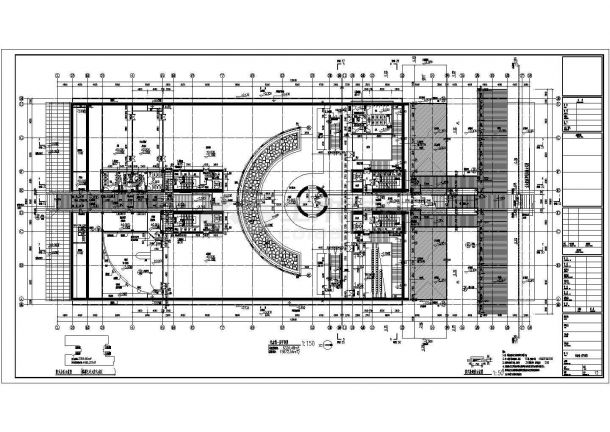 某长126米 宽60米 地下1地上3层17033.19平米战役纪念馆单体CAD建筑施工图纪念馆一层平面图-图一
