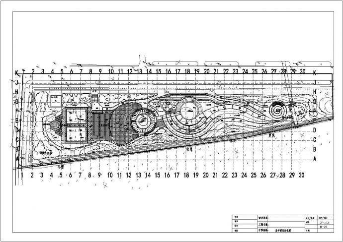 某镇游园景观CAD构造详细设计总平及定位图_图1