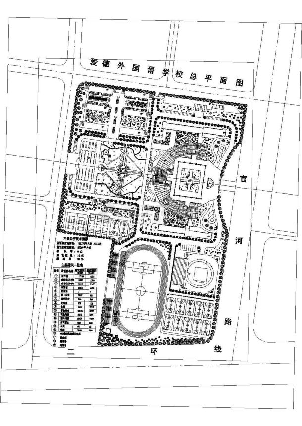 某外国语学校CAD总平面规划及景观设计图-图一