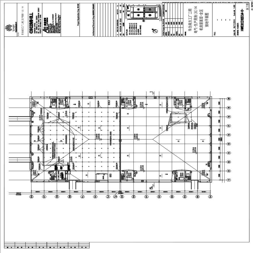 HWE2CD12EG4-0-电气-生产用房(大)14机房屋面层-全区接地平面图.pdf-图一