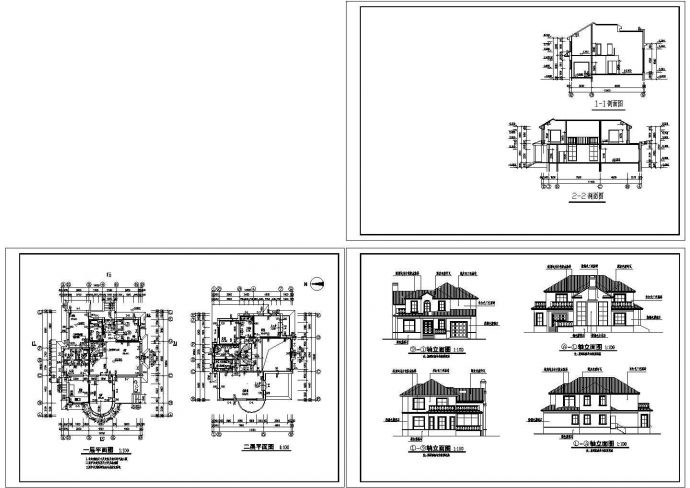 二层别墅样板房全套建筑设计图_图1