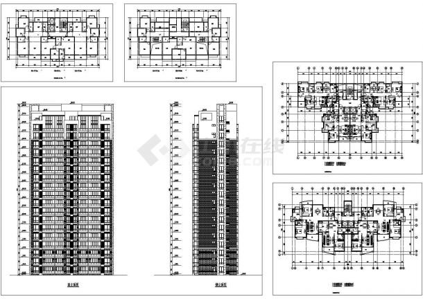 长38.4米 宽17.3米 18层1楼梯2电梯4户点式住宅楼设计图.-图一