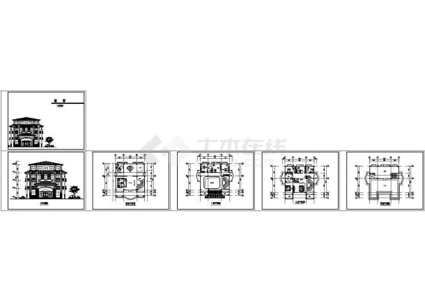 某两层混凝土框架结构别墅建筑设计cad图（含效果图）-图二