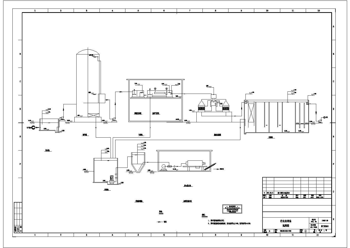 某污水处理场高程图CAD详细全套平面图