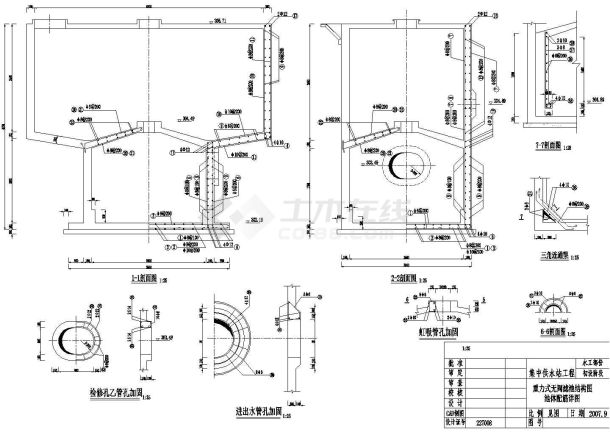 某供水工程图纸重力式无阀滤池CAD环保设计图-图二