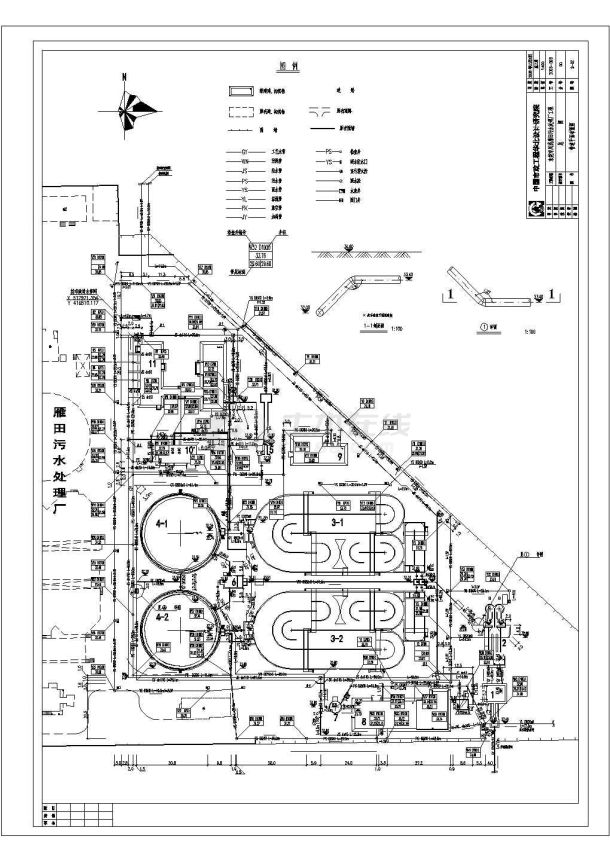 [东莞]某污水处理厂管道CAD设计环保总图-图一