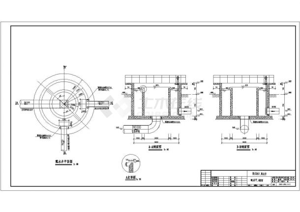 [河南]某市污水处理厂配水井CAD环保设计平剖面图-图一
