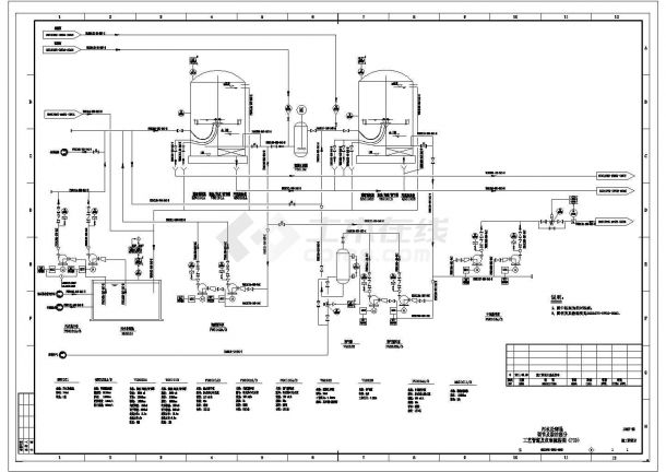 某污水处理场调节及除油部分工艺管道及仪表CAD流程图-图一