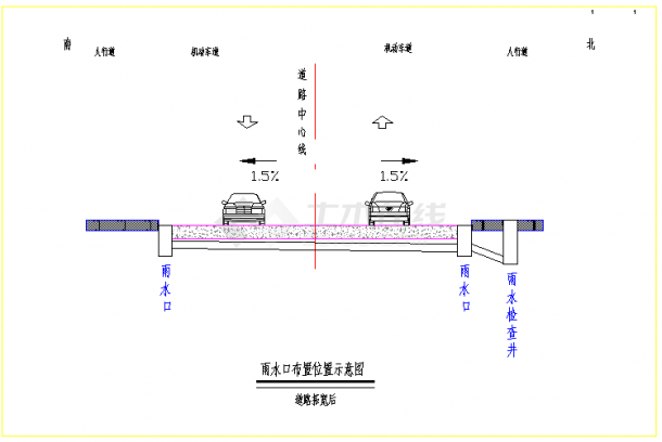 [四川]产业园排污管网整治工程施工雨水口布置位置CAD示意图-图一