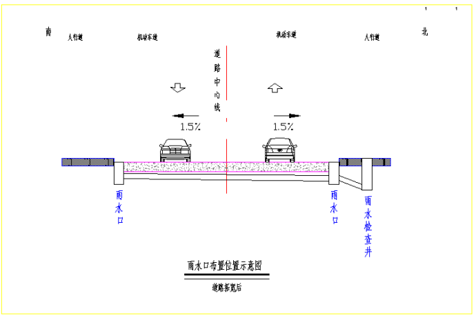 [四川]产业园排污管网整治工程施工雨水口布置位置CAD示意图_图1