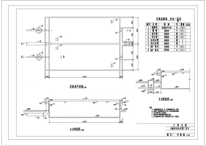某生活污水处理厂图纸厌氧池CAD构造详细设计图_图1