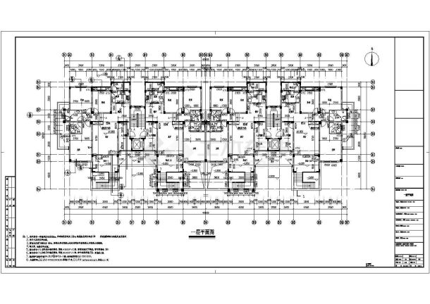 某四层花园洋房建筑施工CAD图-图二