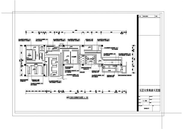 某国际会所女宾桑拿区CAD装修图五层女宾桑拿天花图-图一